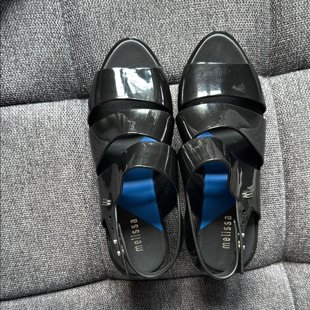 NWOB Melissa Glossy Black Jelly Platform Sandals Sz5 / 35